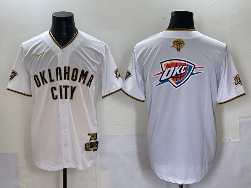 Men 2025 Oklahoma City Thunder Blank White Joint Name Nike NBA Jersey style 10